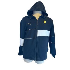 Puma Scuderia Ferrari Men's Hoodie Long Sleeves Zip Up Sz M Black & White